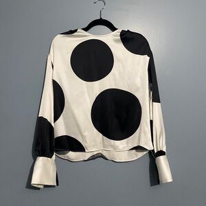 Black and White Polka Dot Long Sleeve Blouse